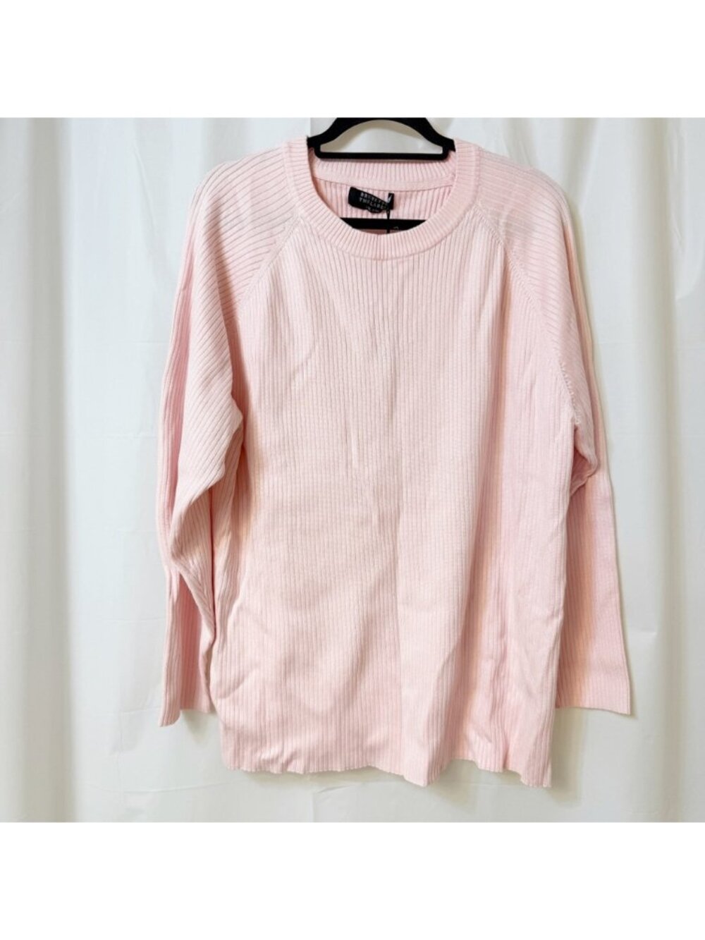 Brunette The Label Long Ribbed Crew Sweater Pink L/XL NWT